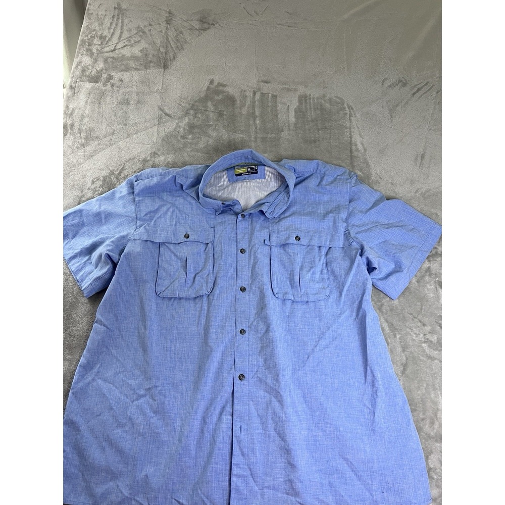 Magellan Outdoors Angler Fit Fishing Shirt Men's 3XL Blue MagWick Ventilated